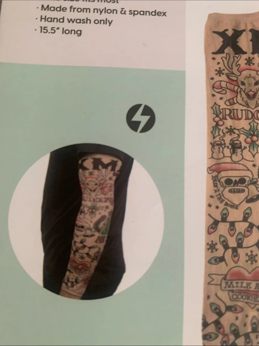 🆕 - BY 30/ WATT  Holiday Tattoo Sleeves in Beige with Multicolor Print